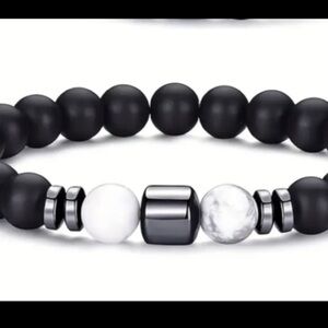 NEW Men's Bead Bracelet Black Lava Bead Adjustable New with tags NWT